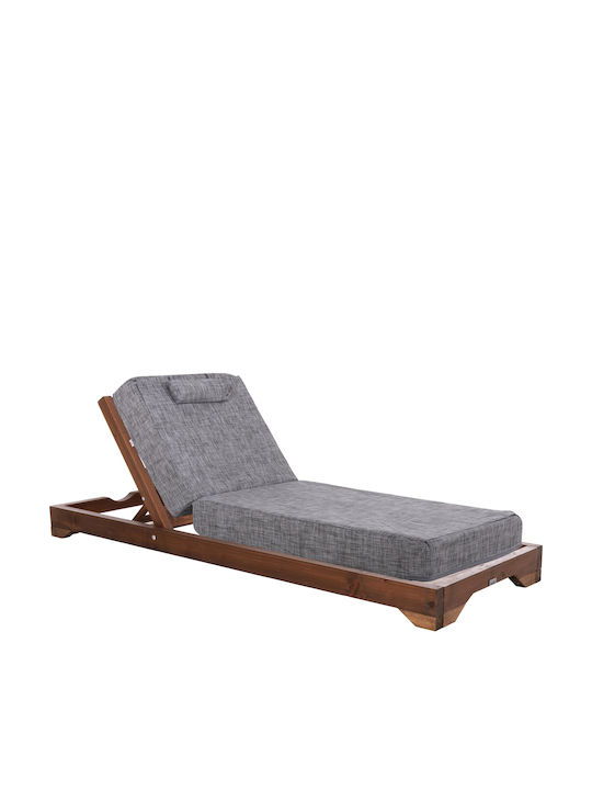 Șezlong Lemn Ikaria cu pernă Gri 80x208x100cm