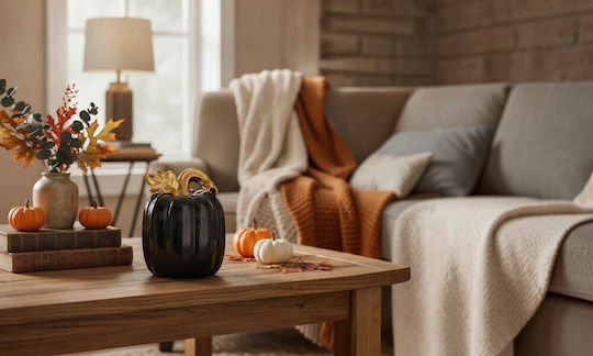 Mondex Decorative Pumpkin Made of Ceramic Material 12.7x12.7x1.3cm