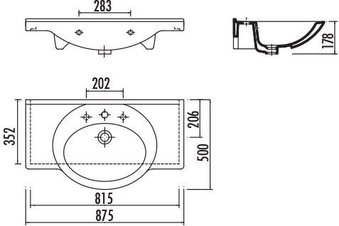 Tema Επικαθήμενος Νιπτήρας Πορσελάνης 87.2x50cm Λευκός Tema Επικαθήμενος Νιπτήρας Πορσελάνης 87.2x50cm Λευκός
