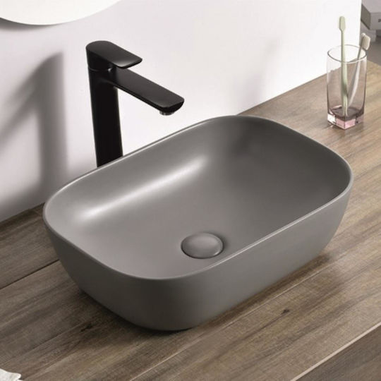Inter Ceramic ICB 887G Επικαθήμενος Νιπτήρας Πορσελάνης 45.5x32.5x13.5cm Γκρι