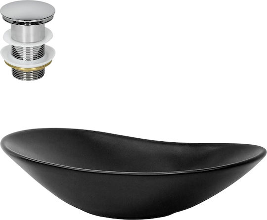 ML-Design Επικαθήμενος Νιπτήρας Κεραμικός 63x36x15.5cm Μαύρος ML-Design Επικαθήμενος Νιπτήρας Κεραμικός 63x36x15.5cm Μαύρος