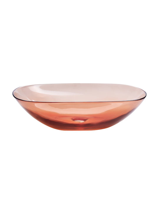 Beliani Aufgesetztes Waschbecken Porzellan 54x36cm Red