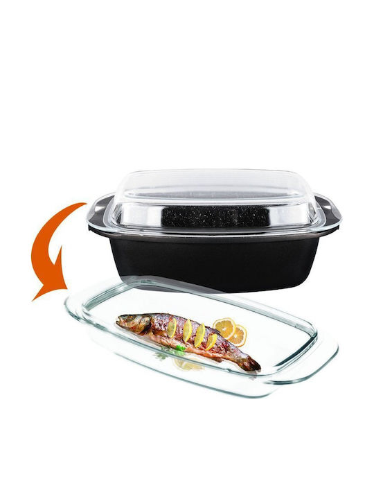 Berlinger Haus Granit Diamond Line Dutch Oven Rectangular Made of Cast Aluminum with Glass Lid 40x22.5cm 1pcs
