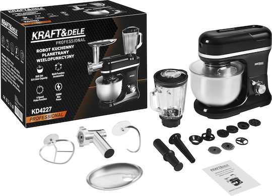 Kraft & Dele Mașină de bucătărie 3000W cu Bol din Inox 5lt