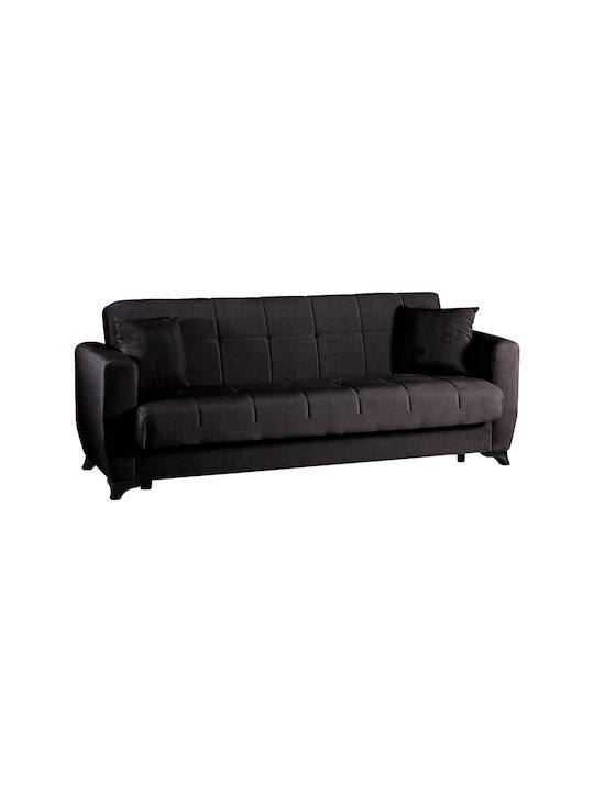 Modesto Canapea Extensibilă Cu Trei Locuri Cu Spațiu De Depozitare Neagră 213x84x86cm