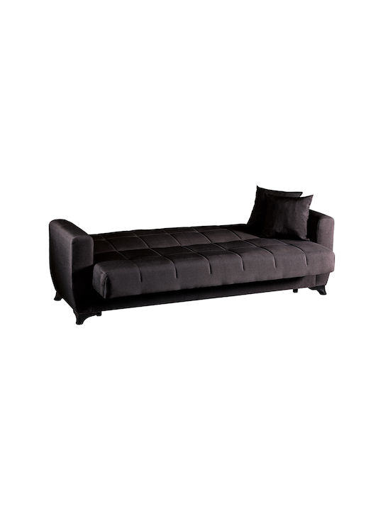 Modesto Canapea Extensibilă Cu Trei Locuri Cu Spațiu De Depozitare Neagră 213x84x86cm