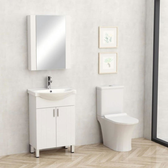 Inter Ceramic Πάγκος με Νιπτήρα Μ56.5xΒ42xΥ85cm Λευκός