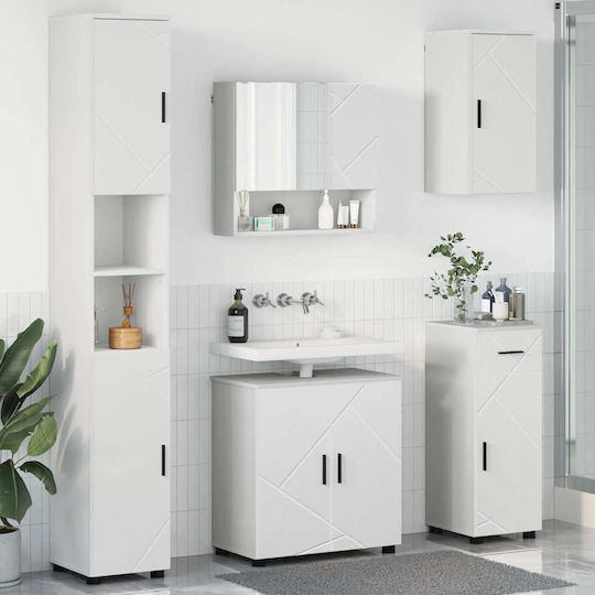 vidaXL Πάγκος με Νιπτήρα, Καθρέπτη & Στήλη Μ61xΒ35xΥ64cm Λευκό