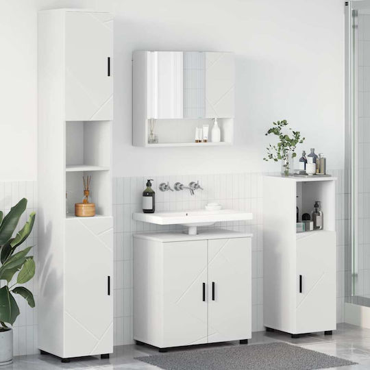 vidaXL Πάγκος με Νιπτήρα, Καθρέπτη & Στήλη Μ61xΒ35xΥ64cm Λευκό