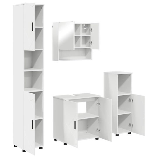 vidaXL Blat cu Lavoar, Oglindă & Coloană L61xW35xH64cm Alb