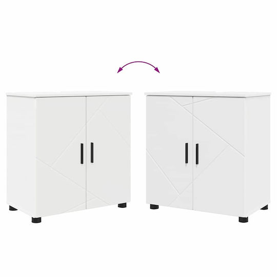 vidaXL Blat cu Lavoar, Oglindă & Coloană L61xW35xH64cm Alb