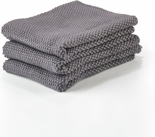 Zone Denmark Towel from 100% Cotton in Gray Color 27x27cm 3pcs Zone Denmark Towel from 100% Cotton in Gray Color 27x27cm 3pcs