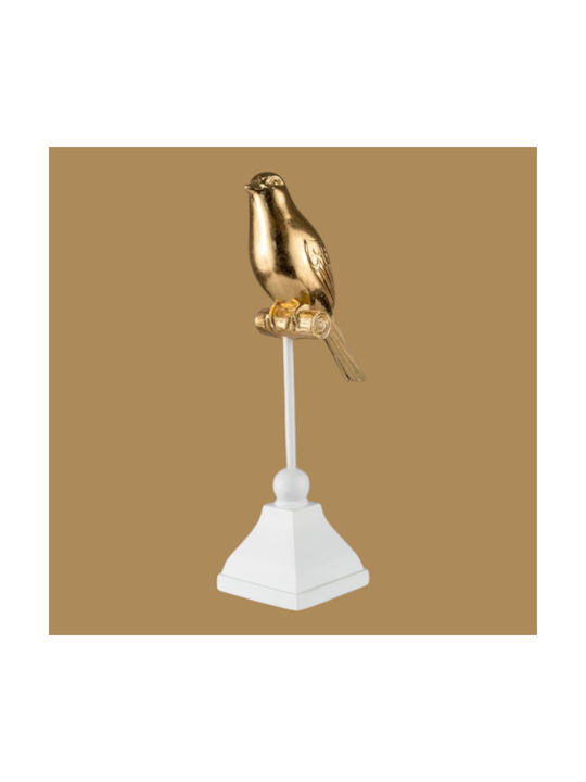 Polyester Bird Gold Base White 9x7x26