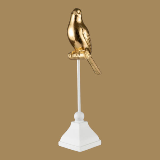 Polyester Bird Gold White Base 9.5x7x30.5cm