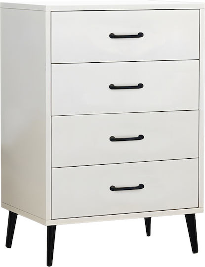 Συρταριέρα Κρεβατοκάμαρας aus Holz & Metall Adrenile White mit Kunstlederbezug 80x40x84cm