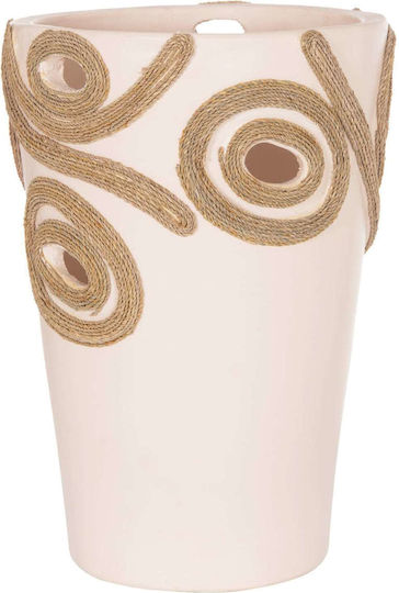 Decorative Vase Ceramic Beige Diameter 22cm