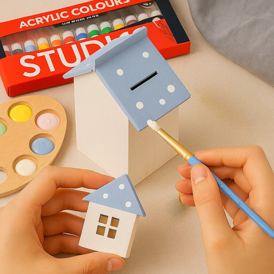 Pușculiță din Lemn în Formă de Casă 8.5x6x13cm Cadouri Craft