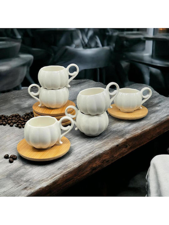 SteweHome Set Of Brown Coffee Cups Made Of Brown Porcelain 90ml 12 Pieces