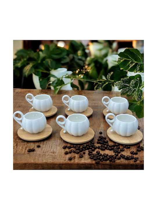 SteweHome Set Of Brown Coffee Cups Made Of Brown Porcelain 90ml 12 Pieces