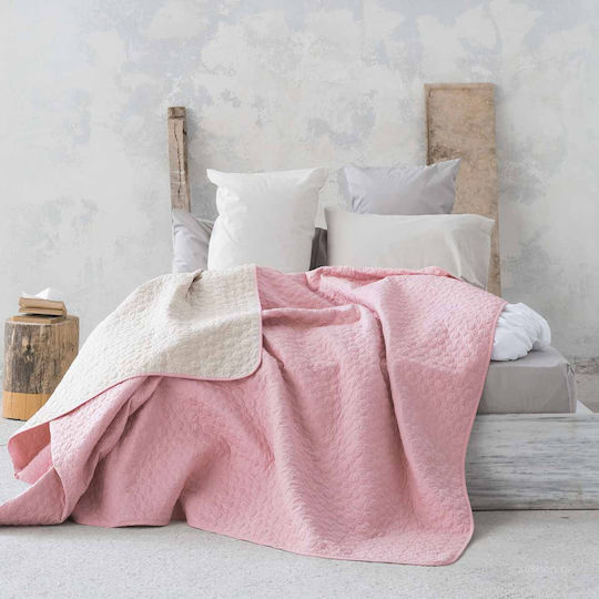 Nima Cerchio Κουβερλί Υπέρδιπλο Βαμβακερό Rouge Pink-Linen 220x240cm