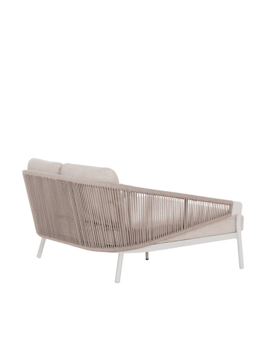 Bench Outdoor Metal White with Pillows 157x149x80cm