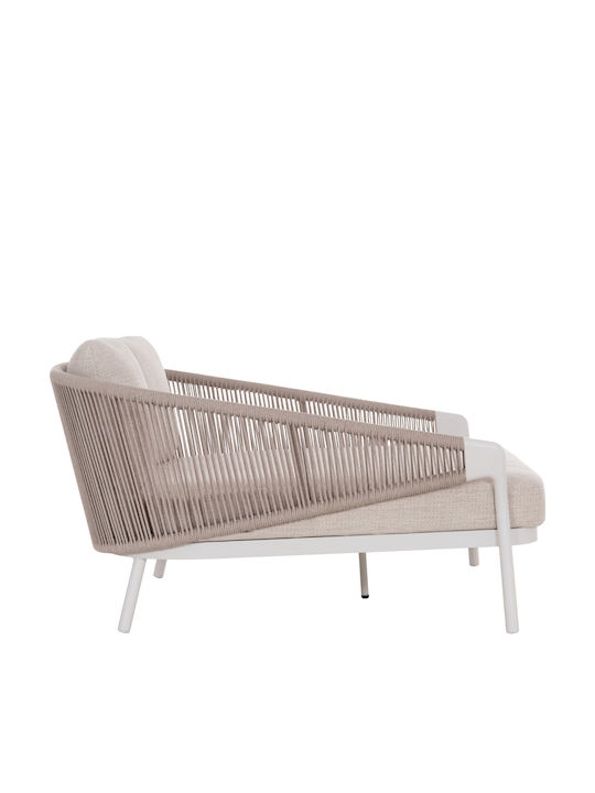 Bench Outdoor Metal White with Pillows 157x149x80cm