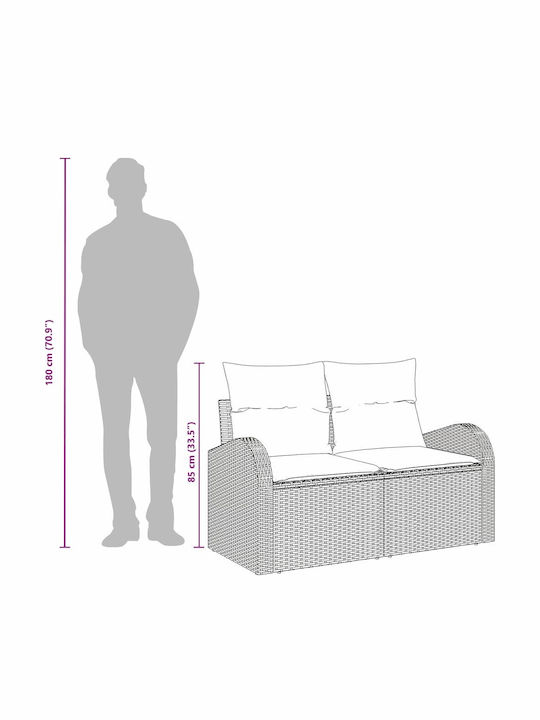 Διθέσιος Καναπές Εξωτερικού Χώρου Rattan 124x62x85cm