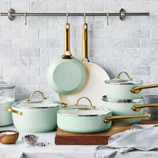 Green Pan Padova Reserve Cookware Set Made of Green Aluminum with Non-Stick Coating 6 Pieces