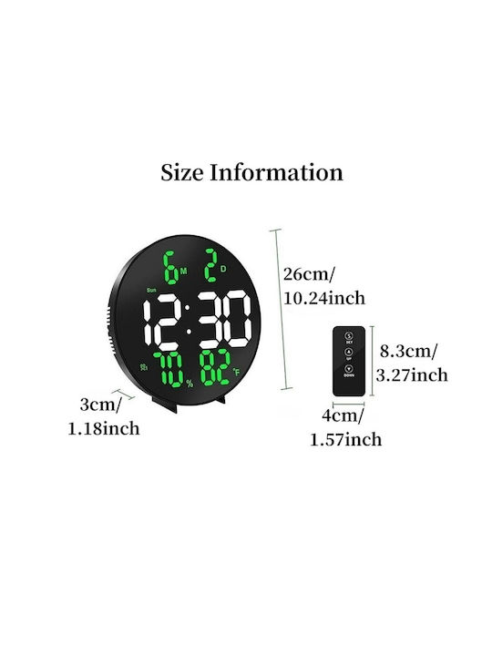 Led Wall Clock Digital Black