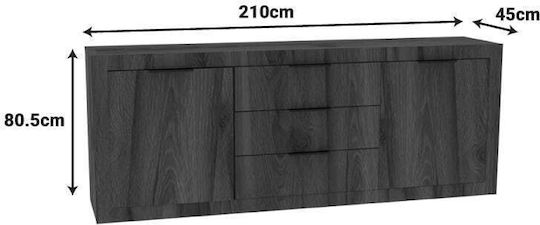 Μπουφές Doha από Ξύλο με Συρτάρια Καρυδί 210x45x80.5cm