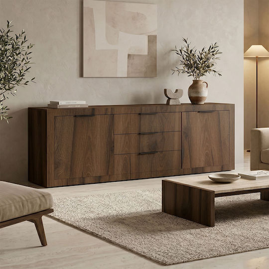 Μπουφές Doha από Ξύλο με Συρτάρια Καρυδί 210x45x80.5cm
