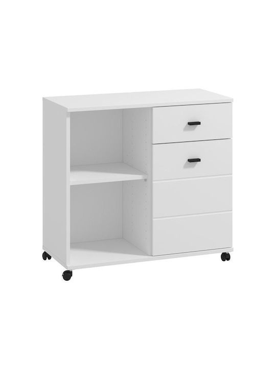 Buffet Corby 77 2k Wooden with Drawers White 77x35x72cm