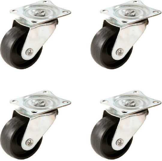 Logios Roata de mobilier din Metal în Culoare Negru 2x2.5cm 4buc