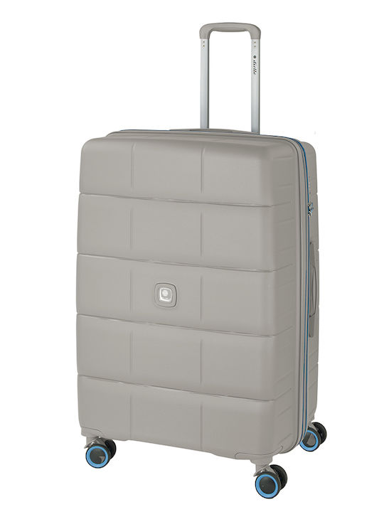Dielle Large Hard Grey Travel Suitcase Height 77cm