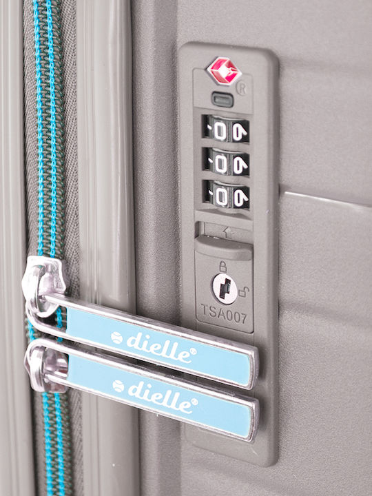 Dielle Large Hard Grey Travel Suitcase Height 77cm