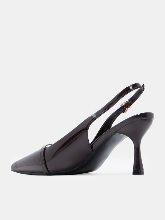Pointed Toe Heels with Strap Brown