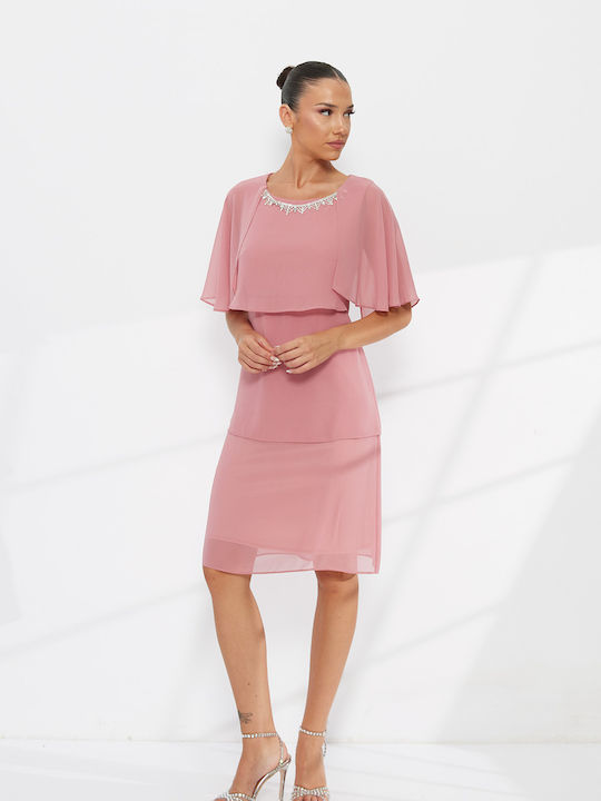 Rochie Midi De Vară Pentru Nuntă / Botez Roz A2834_013