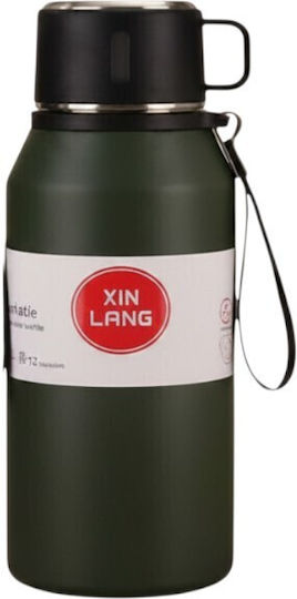 Thermos Bottle Stainless Steel / Plastic 1.5lt Green with Handle