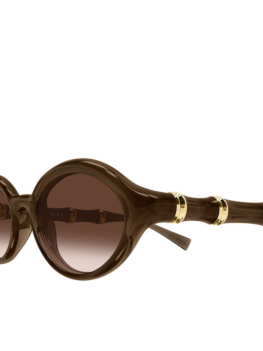 Gucci Unisex Sunglasses With Brown Horn-Rimmed Frame And Brown Lens