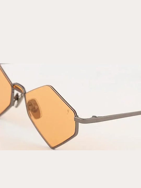 Eyepetizer Asakusa Unisex Sunglasses with Gold Metal Frame and Orange Mirror Lens ASAKUSA-3-67-51