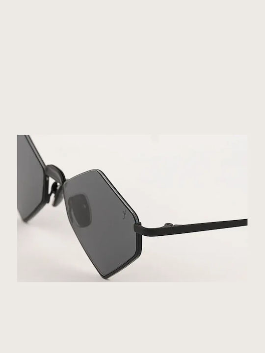 Eyepetizer Asakusa Unisex Γυαλιά Ηλίου με Μαύρο Μεταλλικό Σκελετό και Μαύρο Φακό ASAKUSA-6-63-51