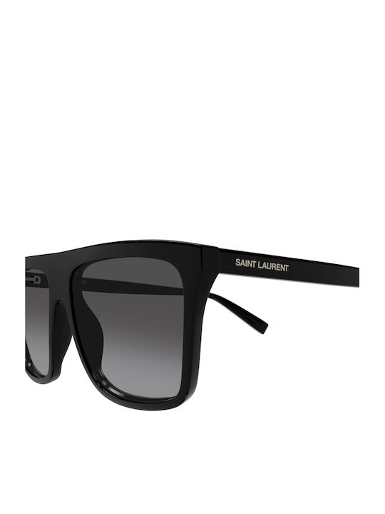 Ysl Unisex Sunglasses with Black Horn-Rimmed Frame and Black Lens