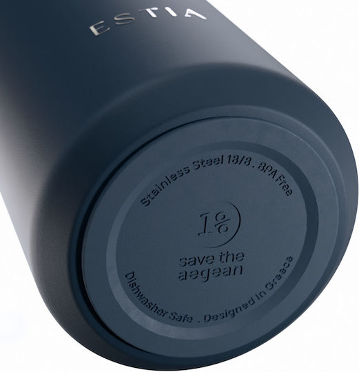 Estia Pulse Save The Aegean Recyclable Thermos Bottle Stainless Steel BPA Free 800ml Indigo