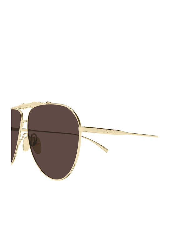 Gucci Unisex Ochelari de Soare cu Ramă Aurie și Lentilă Aurie GG2064S 004