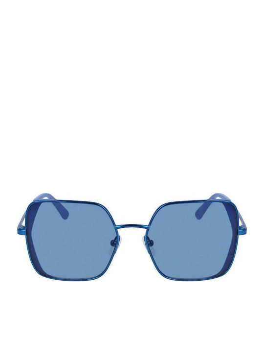 Karl Lagerfeld Damentag Sonnenbrillen mit Blauem Metallischen Rahmen und Blauen Gläser