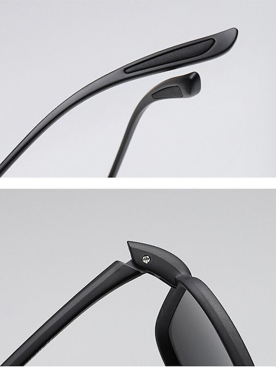 Techsuit Unisex Ochelari de soare cu Negru Cadru și Negru Polarized Lentilă