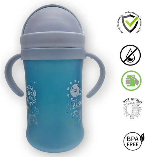 Alpin Kinder Trinkflasche Fußball Kunststoff mit Stroh 450ml