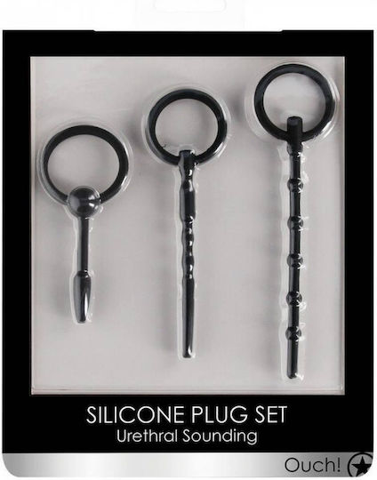 Shots Sounding Silicone Plug BDSM-Bausatz in Schwarz Farbe 3 Stück