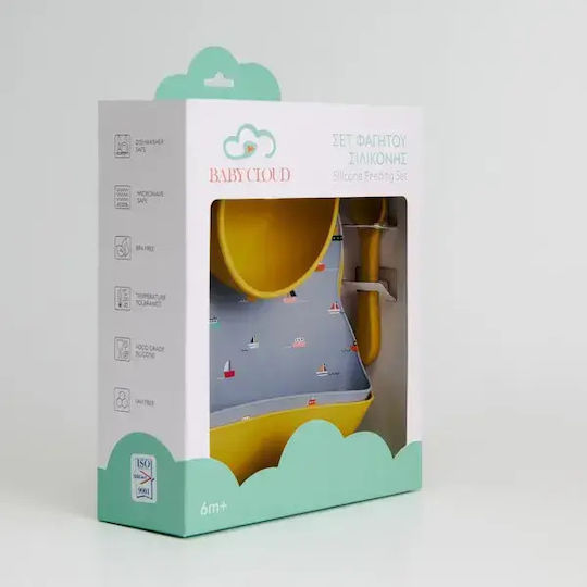 Baby Cloud Feeding Set Boats made of Silicone with Non-Slip Base Gray 4pcs for 6+ months