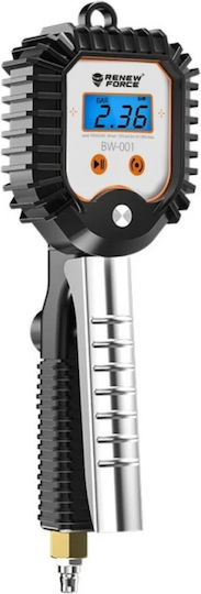 Pistol De Umflare Profesionistă Pentru Anvelope Cu Manometru Digital Lcd 0-18 Bar Furtun De 55 Cm Acuratețe 0.01 Bar Conexiune 1/4"